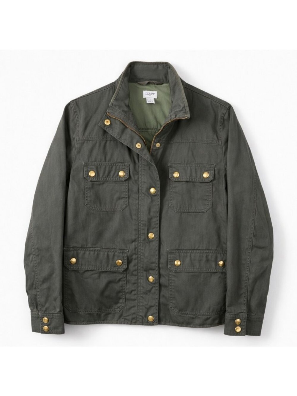 J.Crew Factory Downtown Field Jacket Utility Military Olive Green Women L - Picture 3 of 16